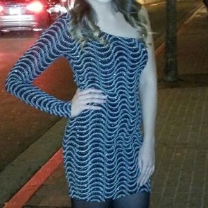 One Sleeve Glittery Dress